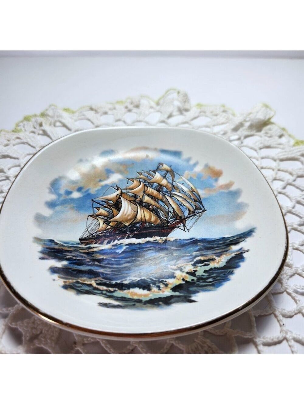 Royal Falcon Ware Weatherby Hanley Clipper Ship Trinket Dish Made in England